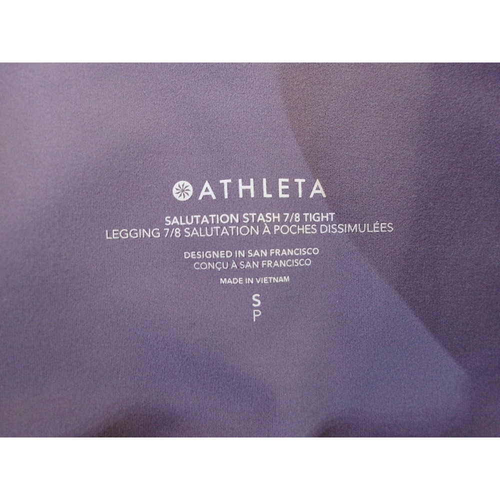 Athleta Salutation Stash 7/8 Tight Leggings Purple Petite Small SP Yoga Pockets - Picture 5 of 6
